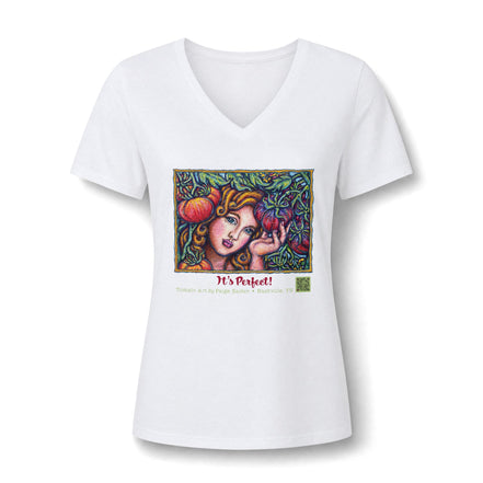 Women's V-Neck Tee — 'It's Perfect' Autumn Art Graphic