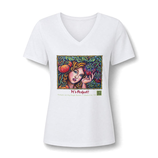 Women's V-Neck Tee — 'It's Perfect' Autumn Art Graphic