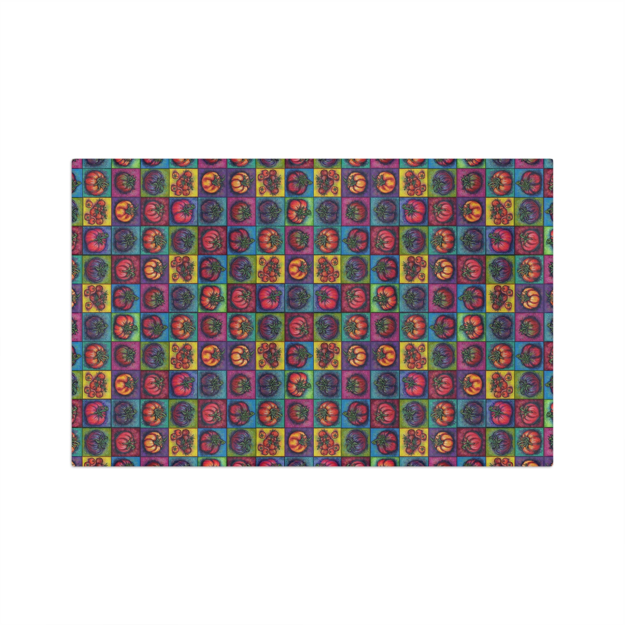 Retro Heirloom Tomato Pattern Tea Towel — Colorful Microfiber Kitchen Towel
