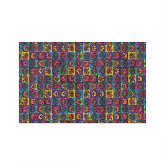 Retro Heirloom Tomato Pattern Tea Towel — Colorful Microfiber Kitchen Towel