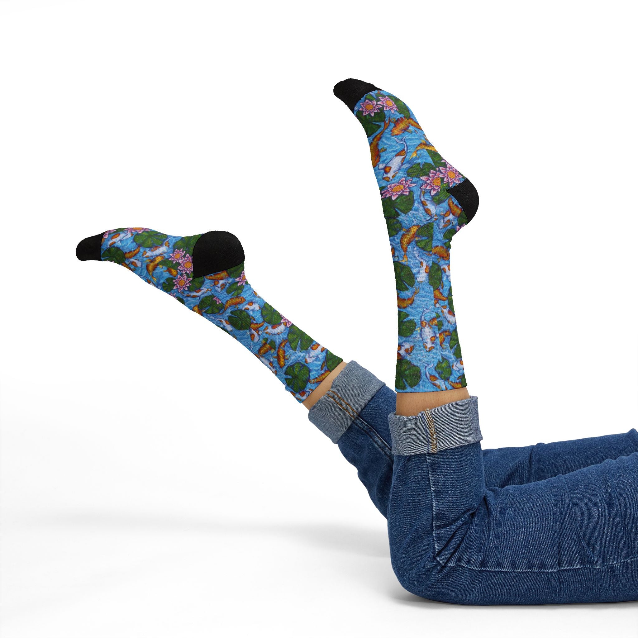 Tomatoes squared Pop Art Sublimation Socks — Colorful Retro Pattern Crew Socks