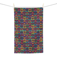 Retro Heirloom Tomato Pattern Tea Towel — Colorful Microfiber Kitchen Towel