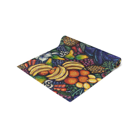 Fruit Harvest Table Runner — Colorful Botanical Cotton-Poly Table Decor