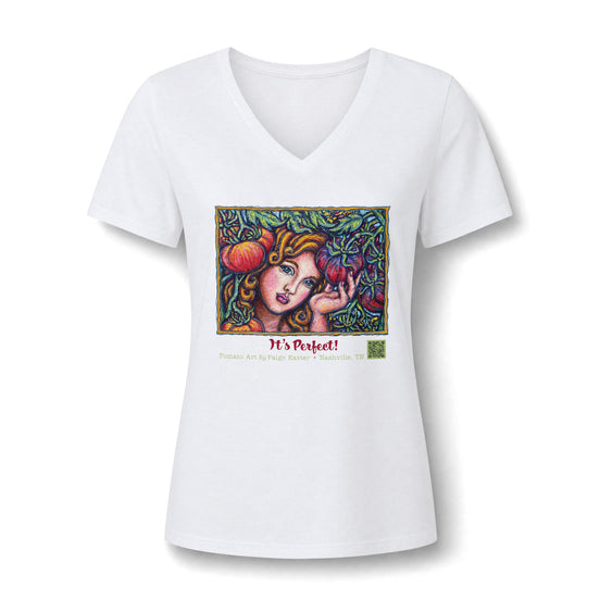 Women's V-Neck Tee — 'It's Perfect' Autumn Art Graphic