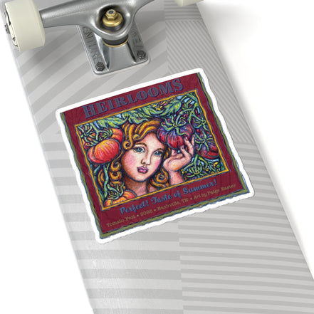 Heirlooms Tomato Art Sticker — "Perfect! Taste of Summer" Kiss-Cut Sticker