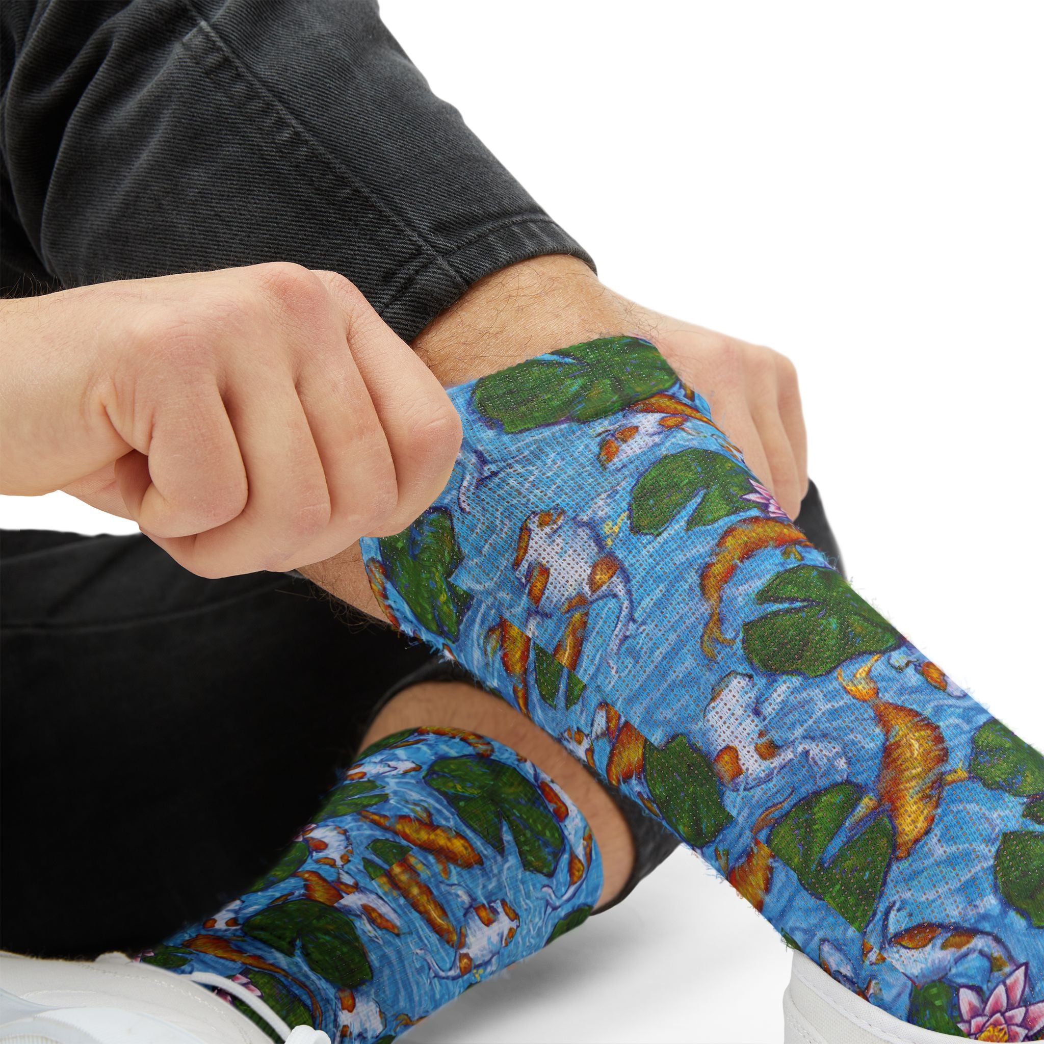 Tomatoes squared Pop Art Sublimation Socks — Colorful Retro Pattern Crew Socks