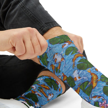 Tomatoes squared Pop Art Sublimation Socks — Colorful Retro Pattern Crew Socks