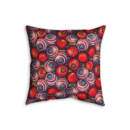 Colorful Abstract Candy Swirl Faux Linen Pillow