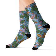 Tomatoes squared Pop Art Sublimation Socks — Colorful Retro Pattern Crew Socks