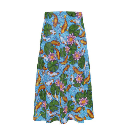 "Koi Pond" A-line Midi Skirt