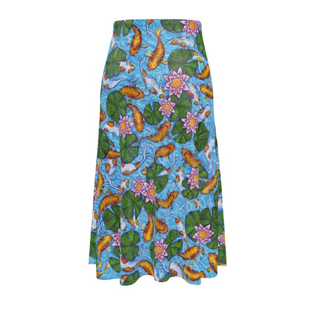 "Koi Pond" A-line Midi Skirt