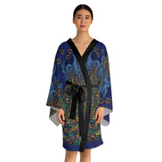 Peacock Art Kimono Robe — Vibrant Blue & Green All-Over-Print