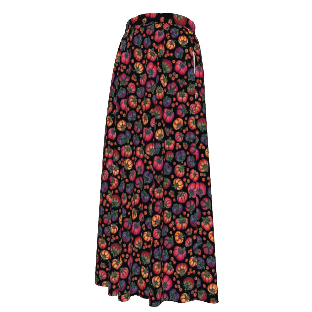 Heirloom Tomato Print Women's Maxi Chiffon Skirts With Lining
