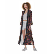 Heirloom Tomato Love Women's Satin Kimono Long Robe with Belt