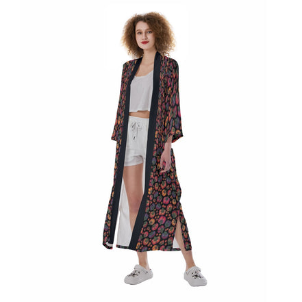 All-Over Print Women's Satin Kimono Long Robe