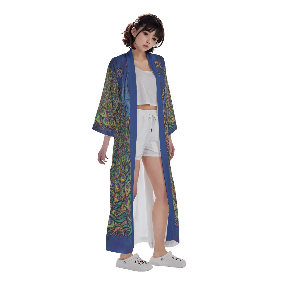All-Over Print Women's Long Satin Kimono Robe