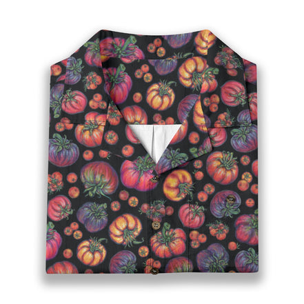 Heirloom Tomato Love Men's Casual Hawaiian Short Sleeve Shirt | 140GSM Slub Cotton