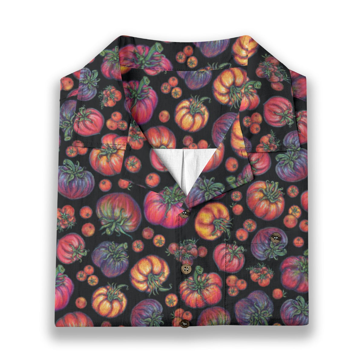 Heirloom Tomatoes Print Men's Casual Hawaiian Short Sleeve Shirt | 140GSM Slub Cotton