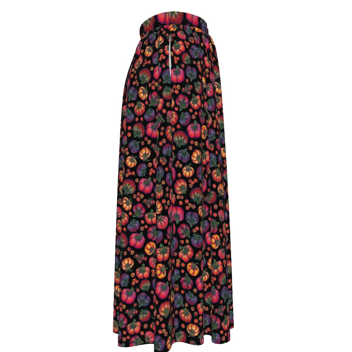 Heirloom Tomato Print Women's Maxi Chiffon Skirts With Lining