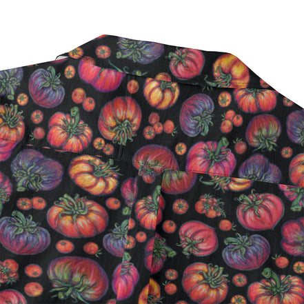 Heirloom Tomatoes Print Men's Casual Hawaiian Short Sleeve Shirt | 140GSM Slub Cotton