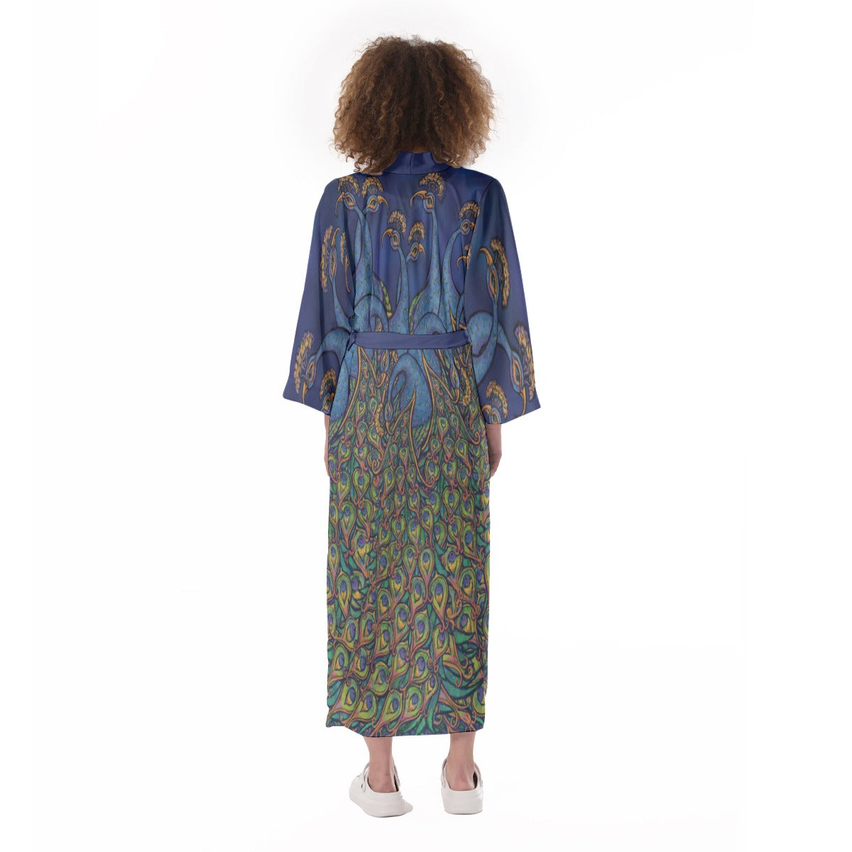All-Over Print Women's Satin Kimono Long Robe