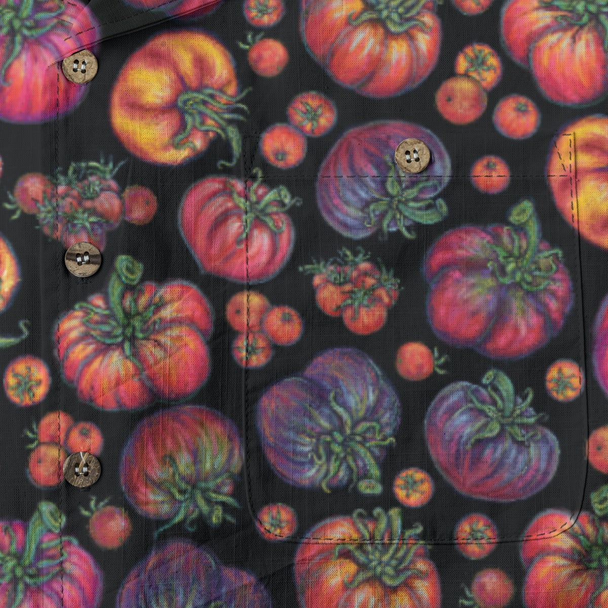 Heirloom Tomatoes Print Men's Casual Hawaiian Short Sleeve Shirt | 140GSM Slub Cotton