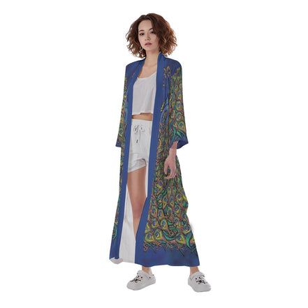 All-Over Print Women's Long Satin Kimono Robe