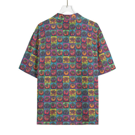 Tomatoes In Colorful Squares Men's Hawaiian Rayon Shirt | 115GSM Rayon