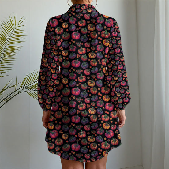 Heirloom Tomatoes Print Women's Long Sleeve Shirt Dress