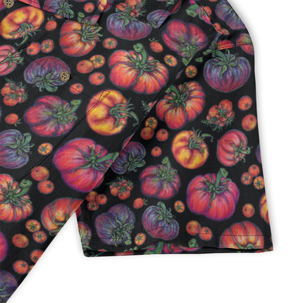 Heirloom Tomato Love Men's Casual Hawaiian Short Sleeve Shirt | 140GSM Slub Cotton