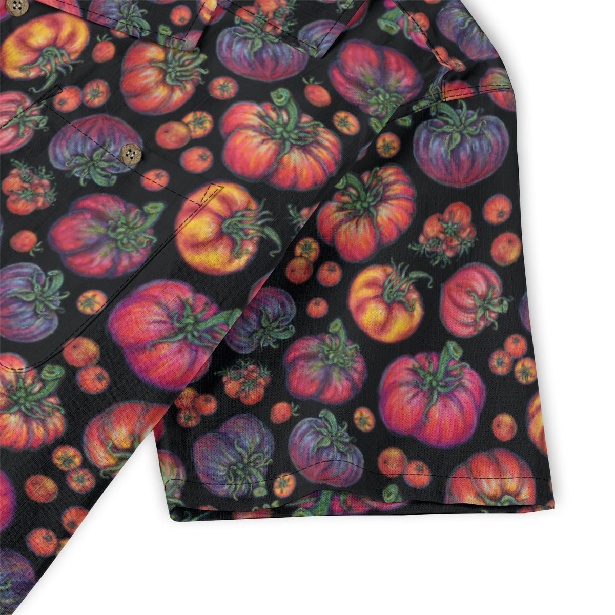 Heirloom Tomatoes Print Men's Casual Hawaiian Short Sleeve Shirt | 140GSM Slub Cotton