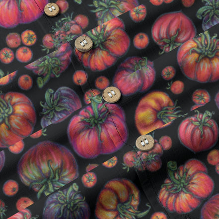 Heirloom Tomatoes Print Men's Casual Hawaiian Short Sleeve Shirt | 140GSM Slub Cotton