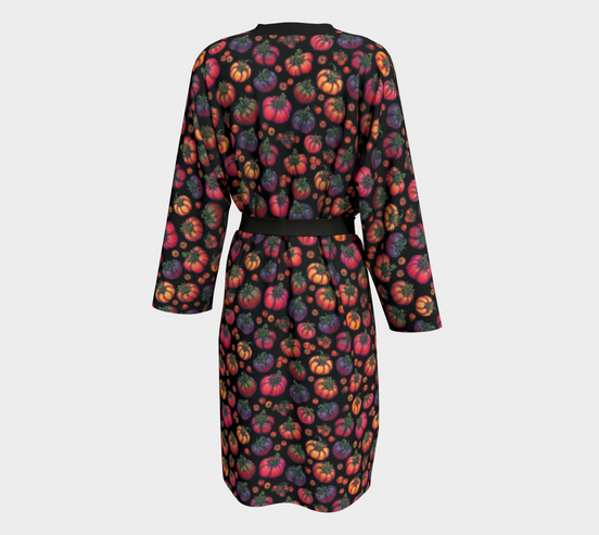 "Heirloom Tomatoes on Black" Peignoir Robe