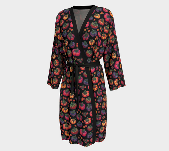 "Heirloom Tomatoes on Black" Peignoir Robe