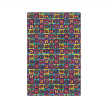 Retro Heirloom Tomato Pattern Tea Towel — Colorful Microfiber Kitchen Towel