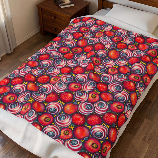 Abstract Holiday Ornaments Circles Velveteen Plush Blanket