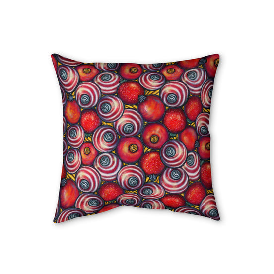 Colorful Abstract Candy Swirl Faux Linen Pillow