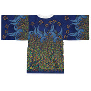 Peacock Art Kimono Robe — Vibrant Blue & Green All-Over-Print
