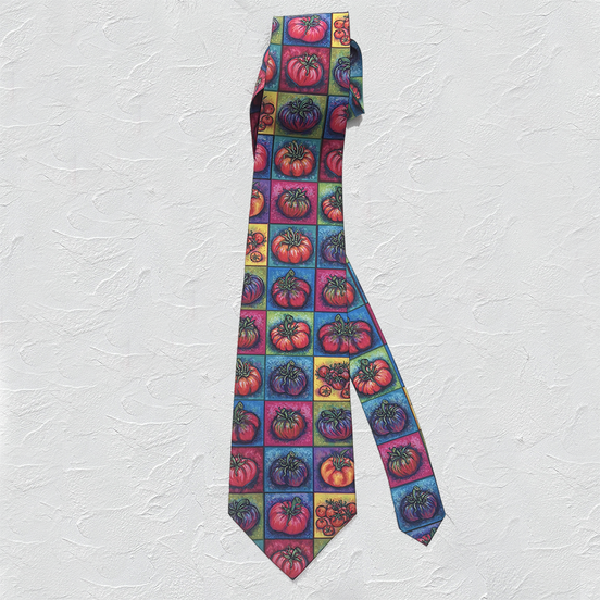Tomato Squared Tie flat lay