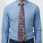 Person wearing Tomato Squared Tie - full length