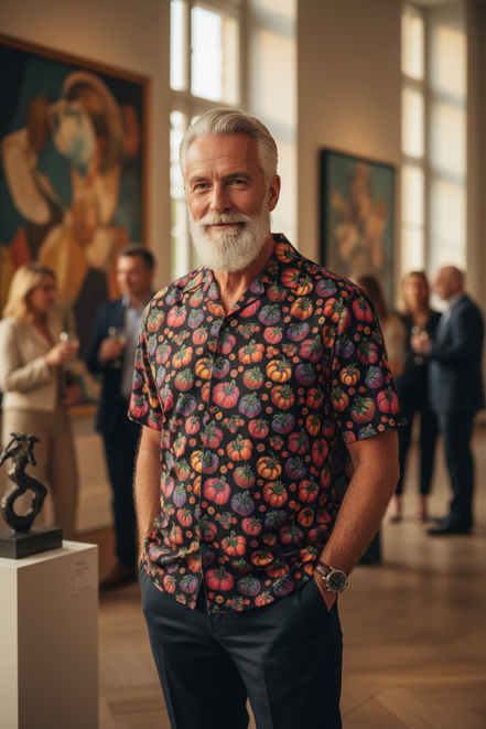 Distinguished man wearing Heirloom Tomatoes Men's Revere Shirt