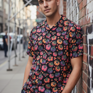 Young man wearing Heirloom Tomatoes Men's Revere Shirt